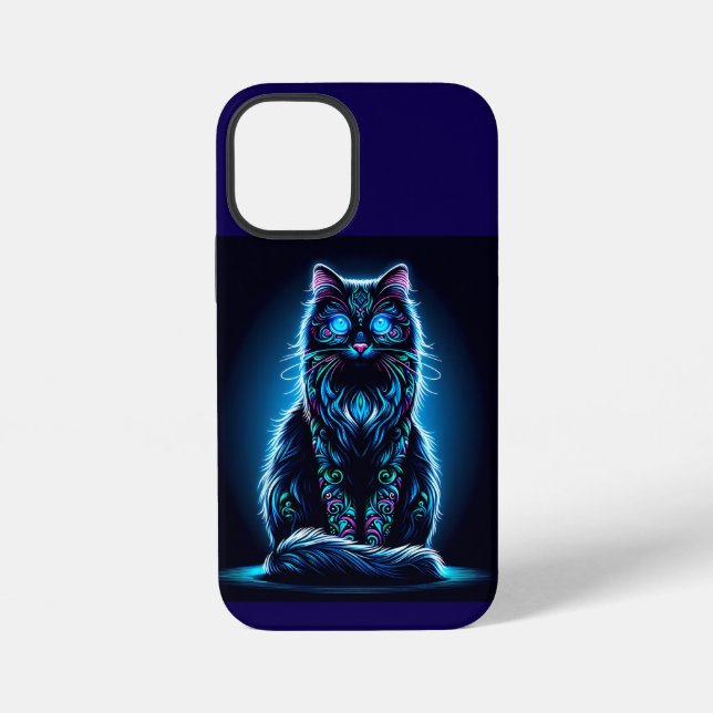 Neon Cat Vivid Background-97948 iPhone 12 Mini Hülle (Rückseite)