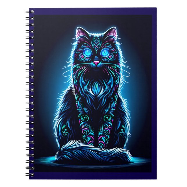 Neon Cat Vivid Background-97948 Notizblock (Vorderseite)