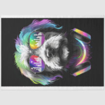 Neon Cavoodle mit Kopfhörer Gewebepapier