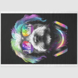 Neon Cavoodle mit Kopfhörer Gewebepapier Seidenpapier