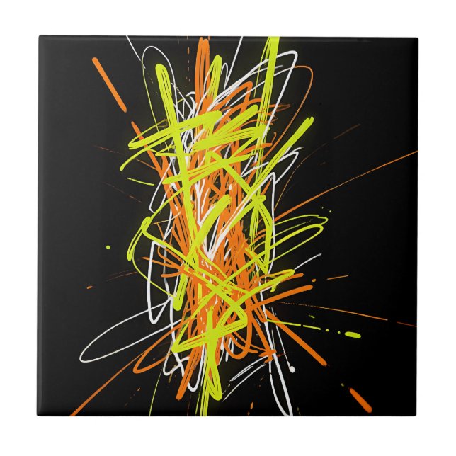 Neon Chaos Abstract Energy Explosion Fliese (Vorderseite)