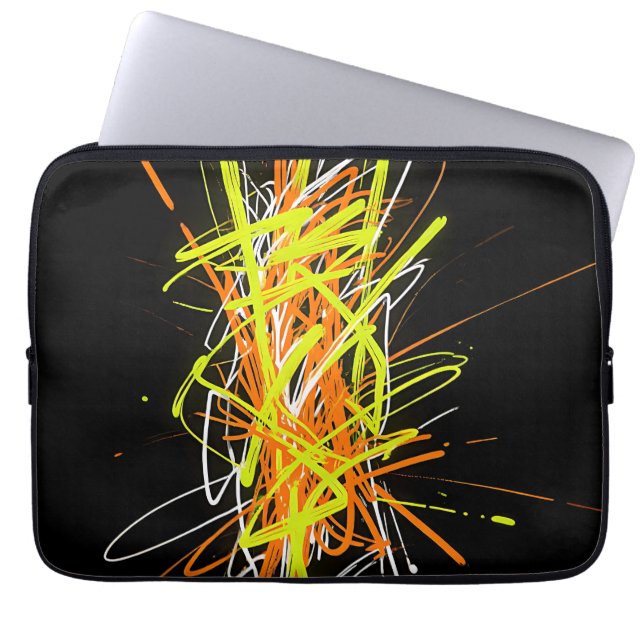 Neon Chaos Abstract Energy Explosion Laptopschutzhülle (Vorderseite)