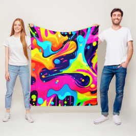 Neon Chaos Liquid Color Explosion Fleecedecke
