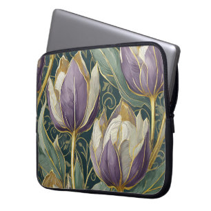 Neon Charlie Chamäleon, Textil Regenwald Collage Laptopschutzhülle