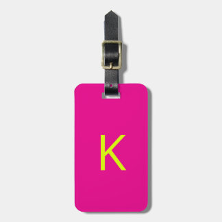 Neon Chartreuse Gelb Hot Pink Monogramm Schrift Gepäckanhänger