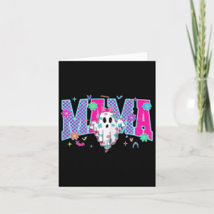 Neon Checkered Halloween Ghost Mama Costume Mommy Karte