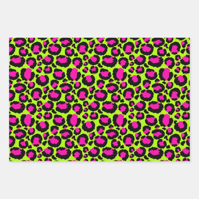 Neon Cheetah Pattern, Boys Girls & Kids, Leopard Geschenkpapier Set (Vorderseite)