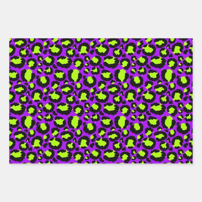 Neon Cheetah Pattern, Boys Girls & Kids, Leopard Geschenkpapier Set (Vorderseite)