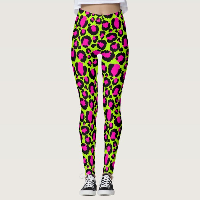 Neon Cheetah Pattern, Boys Girls & Kids, Leopard Leggings (Vorderseite)