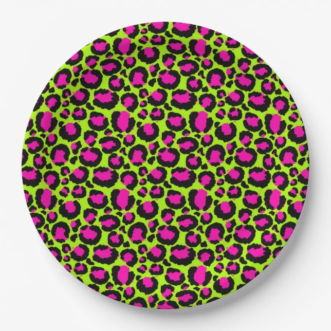 Neon Cheetah Pattern, Boys Girls & Kids, Leopard Pappteller (Vorderseite)