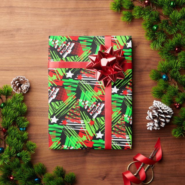 Neon Christmas Tree Musterpapier Geschenkpapier (Feiertagsgeschenk)