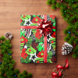 Neon Christmas Tree Musterpapier Geschenkpapier<br><div class="desc">Ein lustiges Weihnachtspapier mit hellroten,  grünen und weißen Neonweihnachtsbäumen auf schwarzem Hintergrund.</div>