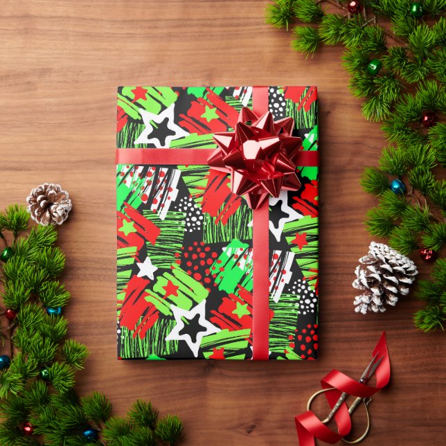 Neon Christmas Tree Musterpapier Geschenkpapier (Feiertagsgeschenk)