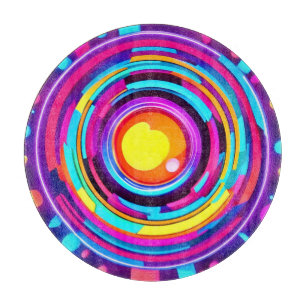 Neon Circle Vortex Muster Schneidebrett