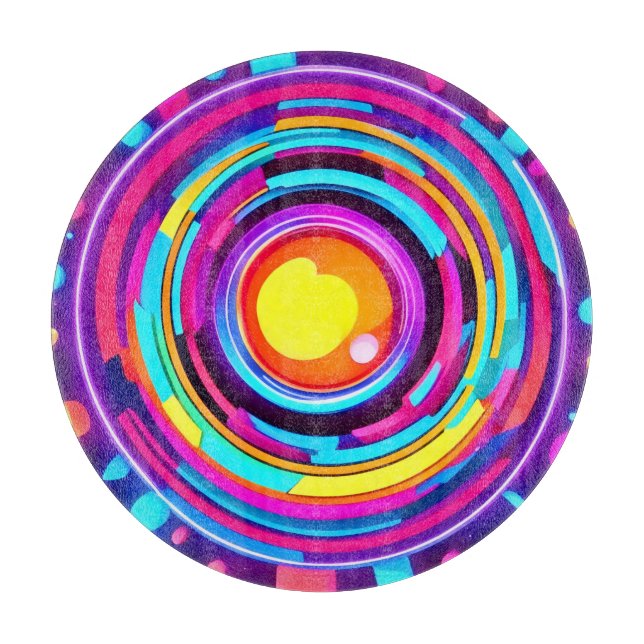 Neon Circle Vortex Muster Schneidebrett (Vorderseite)