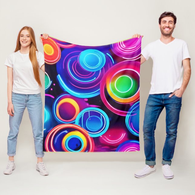 Neon Circles Abstrakt Art Fleecedecke (Beispiel)