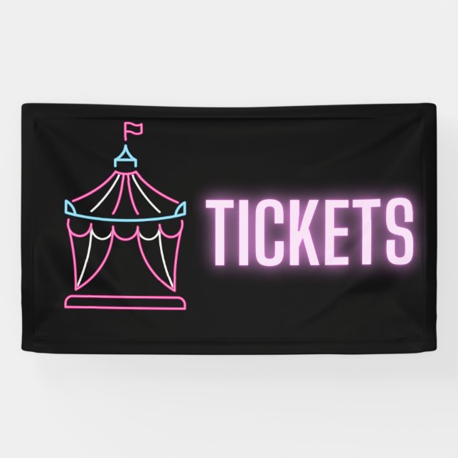 Neon Circus Zelt Tickets Indoor Vinyl Signon Banner (Horizontal)
