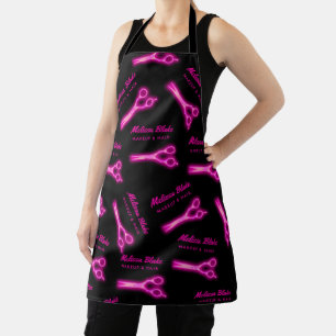 neon ciseaux coiffeur tablier motif personnalisé