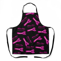 neon ciseaux coiffeur tablier motif personnalisé