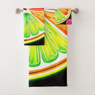 Neon Citrus Fruit Fiesta Badhandtuch Set