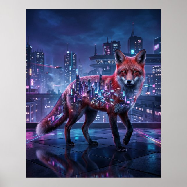 Neon City Fox Fata Morgana Poster (Vorne)