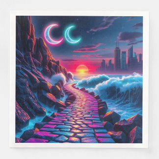 Neon City Skyline Pathway Napkins Serviette