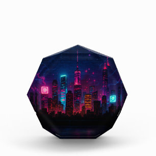 Neon City Skyline: Retro-Futurismus Fotoblock