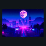 Neon City Synthwave Sunset XL Area Rug Poster<br><div class="desc">Step into the neon-drenched streets of the future with this stunning synthwave city area rug. Featuring a futuristic highway leading into a glowing metropolis under a massive violet moon, this design is the ultimate statement piece for any modern home. Perfect for gaming rooms, home offices, or retro-themed bedrooms, this rug...</div>