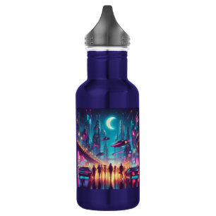 Neon Cityscape Edelstahlflasche