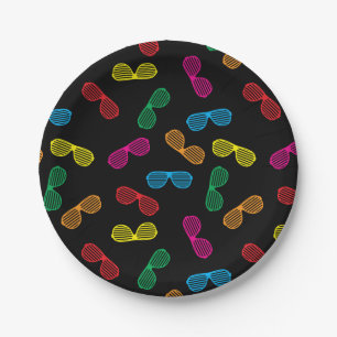 Neon Classic Sonnenbrillen Muster Pappteller