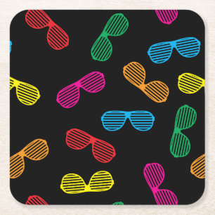Neon Classic Sonnenbrillen Muster Rechteckiger Pappuntersetzer