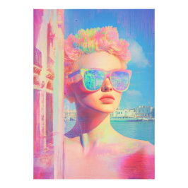Neon Coastal Beauty mit Sonnenbrille Fotodruck