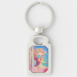 Neon Coastal Beauty mit Sonnenbrille Schlüsselanhänger