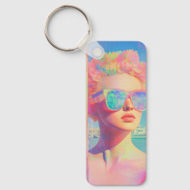 Neon Coastal Beauty mit Sonnenbrille Schlüsselanhänger