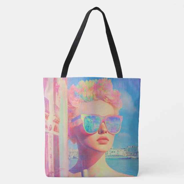 Neon Coastal Beauty mit Sonnenbrille Tasche (Vorderseite)