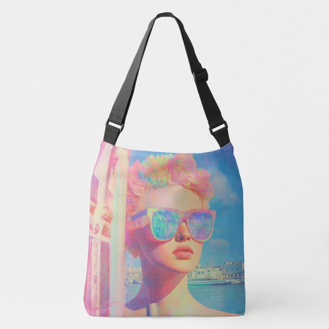 Neon Coastal Beauty mit Sonnenbrille Tragetaschen Mit Langen Trägern (Vorderseite)