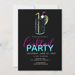 Neon-Cocktail-Mojito-Art-Party-Einladung Einladung
