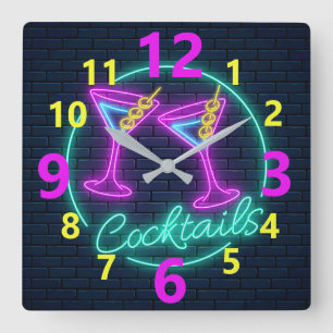 Neon Cocktails Uhr Mauer-Uhr