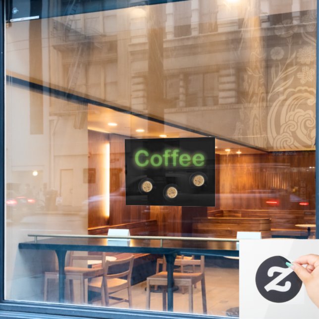 Neon Coffee Signierung Three Cups Window Sign Fensteraufkleber (Café-Fenster)