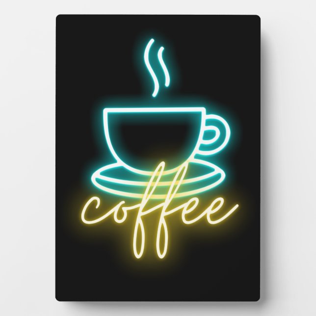 Neon Coffee Symbol & Text Tabletop Fotoplatte (Vorderseite)