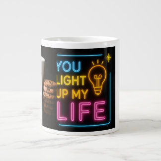 Neon Coffee Vibes | Glühende Typografie-Schwarze T Jumbo-Tasse