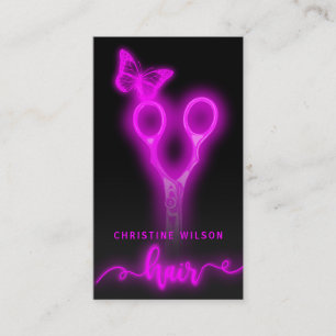 neon coiffeur ciseaux papillon carte de visite