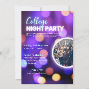 Neon-College-Night-Party-Einladung,  Einladung