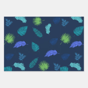 Neon Color Assorated Autumn Leaves Muster Geschenkpapier Set