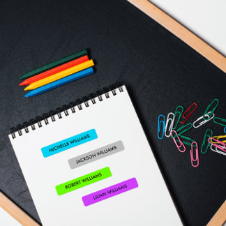 NEON COLOR BLUE SILVER GREEN PURPLE KIDS NAME ETIKETTEN