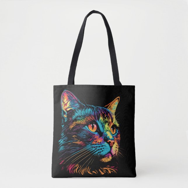 Neon Color Cat Face Tasche (Vorderseite)