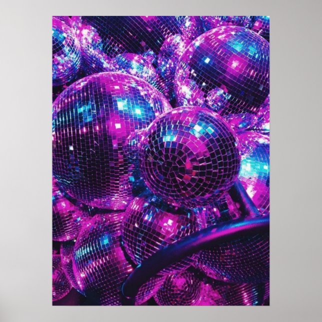 Neon Color Disco Ball Poster (Vorne)