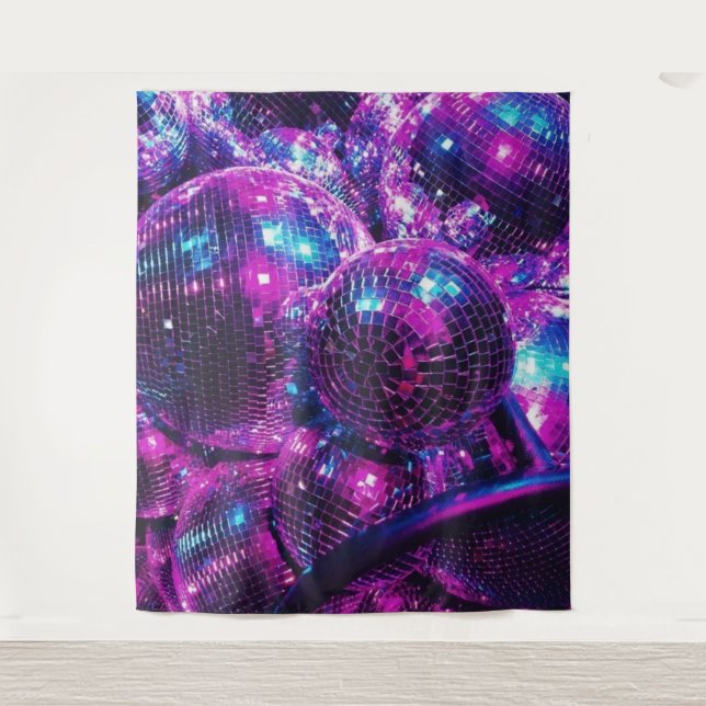 Neon Color Disco Ball Tapestes Wandteppich (Vorderseite)