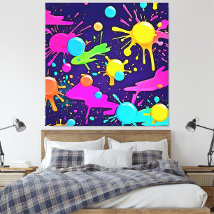 Neon Color Splash Art Leinwanddruck