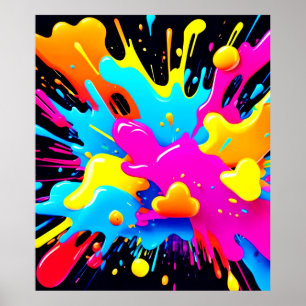 Neon Color Splash Art Poster